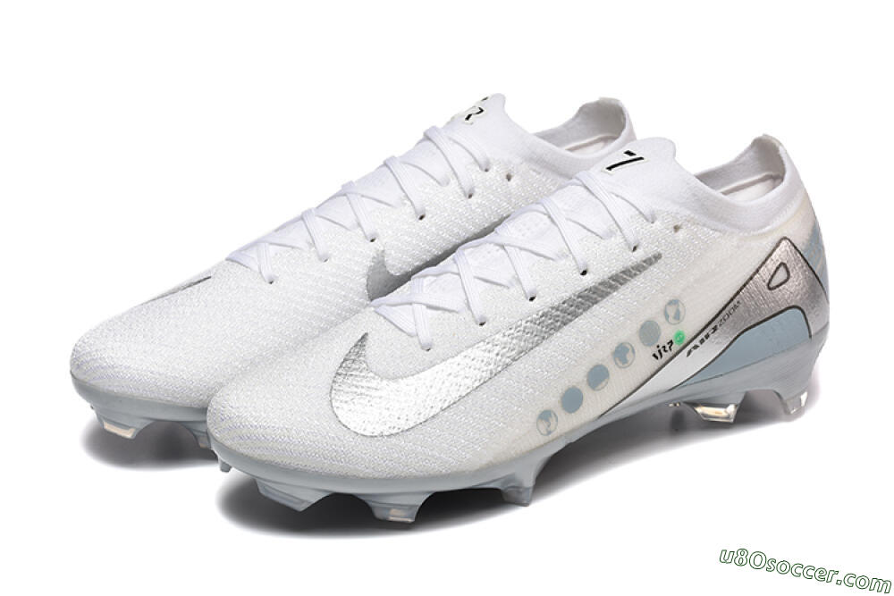 Nike Air Zoom Mercurial Vapor 16 Elite FG Firm Ground Soccer Cleats - White/Silver/Grey 5