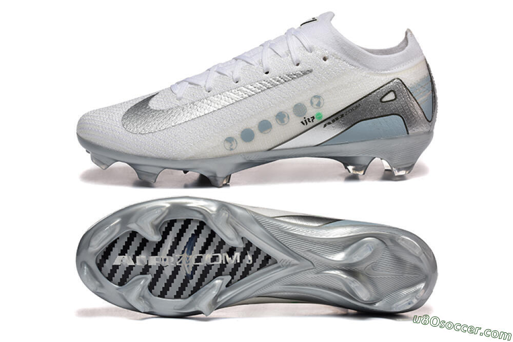 Nike Air Zoom Mercurial Vapor 16 Elite FG Firm Ground Soccer Cleats - White/Silver/Grey 0
