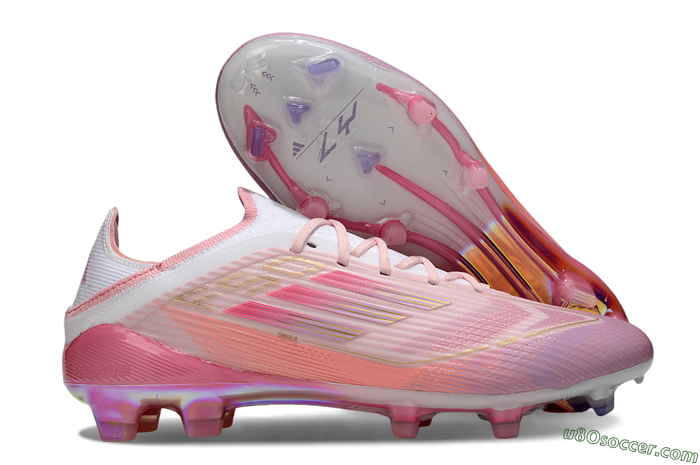 LY x Adidas F50 Elite FG Firm Ground Soccer Cleats - Pink/White/Gold 1