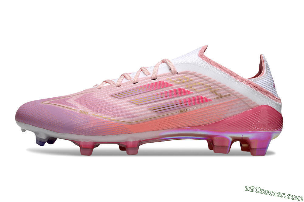 LY x Adidas F50 Elite FG Firm Ground Soccer Cleats - Pink/White/Gold 2
