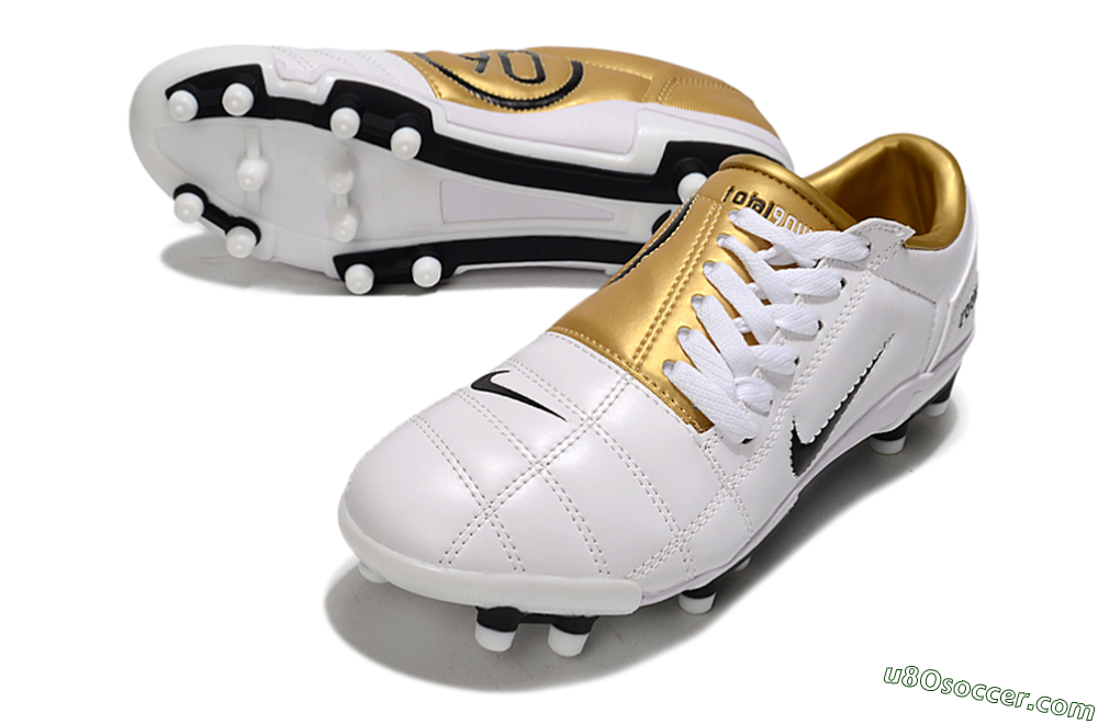 Nike Air Zoom Total 90 III FG Firm Ground Soccer Cleats - White/Gold/Black 3