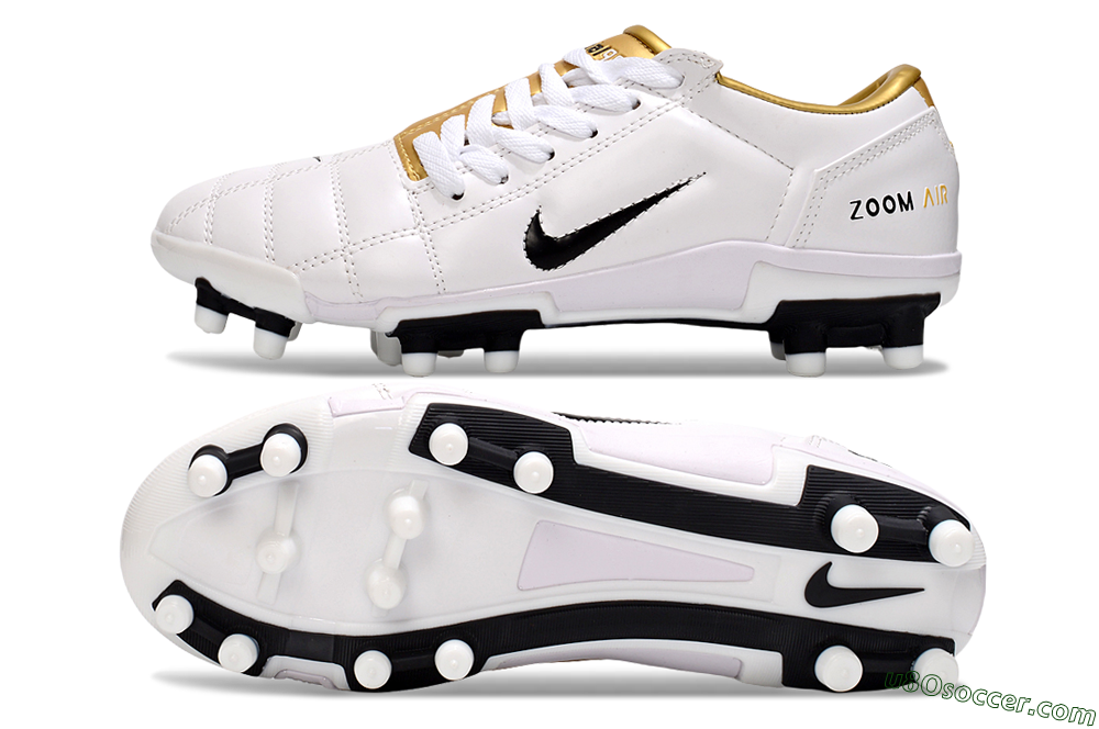 Nike Air Zoom Total 90 III FG Firm Ground Soccer Cleats - White/Gold/Black 0