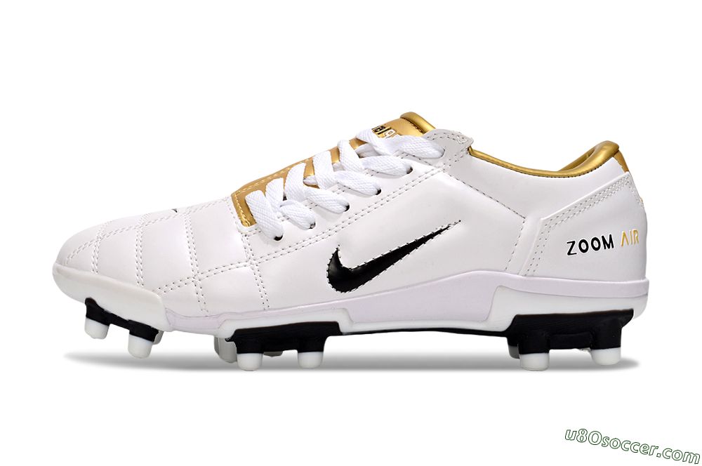 Nike Air Zoom Total 90 III FG Firm Ground Soccer Cleats - White/Gold/Black 2