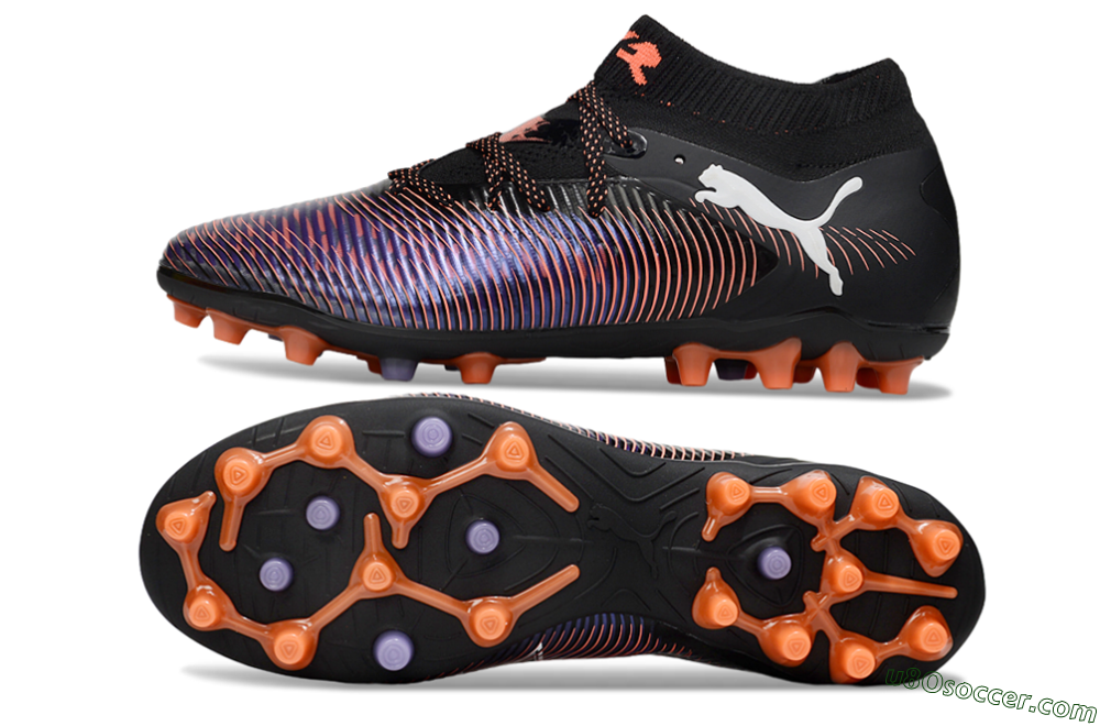 Puma Future 8 Ultimate FG Firm Ground Soccer Cleats - Black/Purple/Orange 0