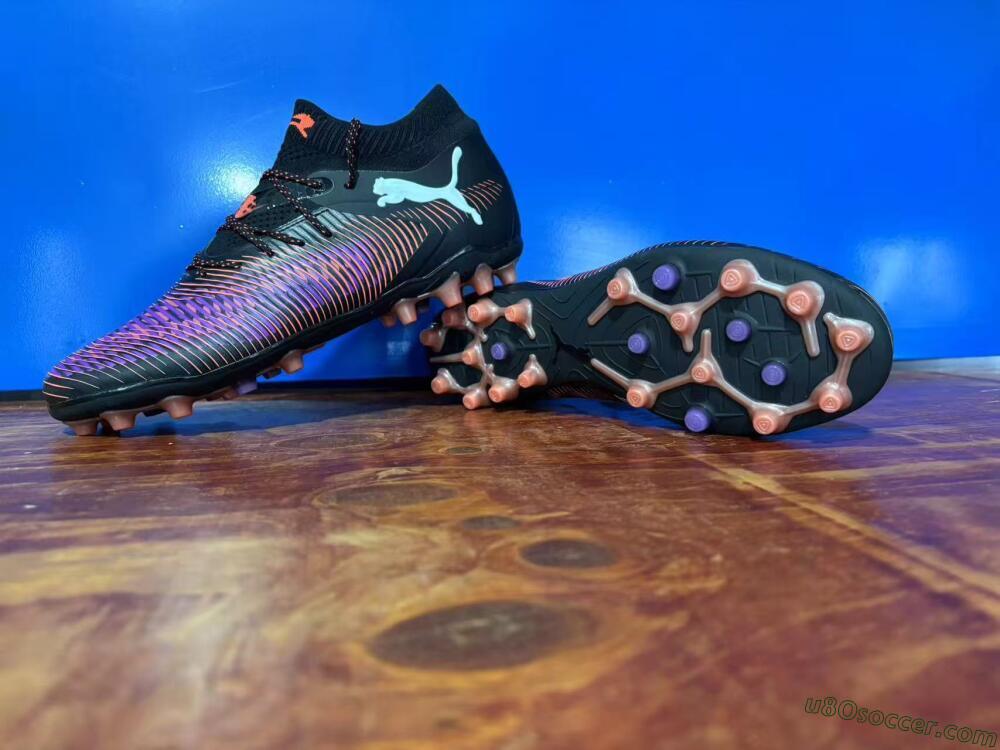 Puma Future 8 Ultimate FG Firm Ground Soccer Cleats - Black/Purple/Orange