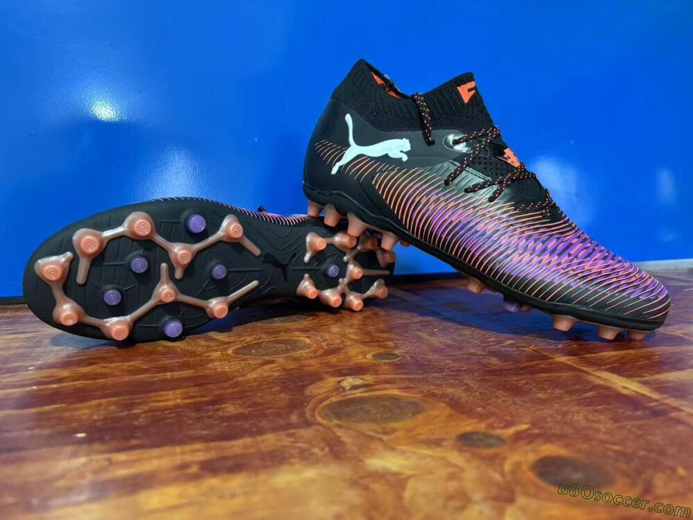 Puma Future 8 Ultimate FG Firm Ground Soccer Cleats - Black/Purple/Orange