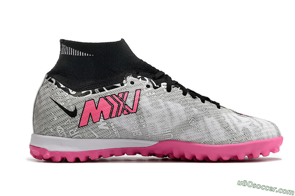 Nike Air Zoom Mercurial Superfly 9 Elite TF Artificial Turf Soccer Shoes - Silver/Black/Pink 4