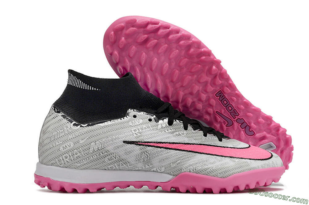 Nike Air Zoom Mercurial Superfly 9 Elite TF Artificial Turf Soccer Shoes - Silver/Black/Pink 1
