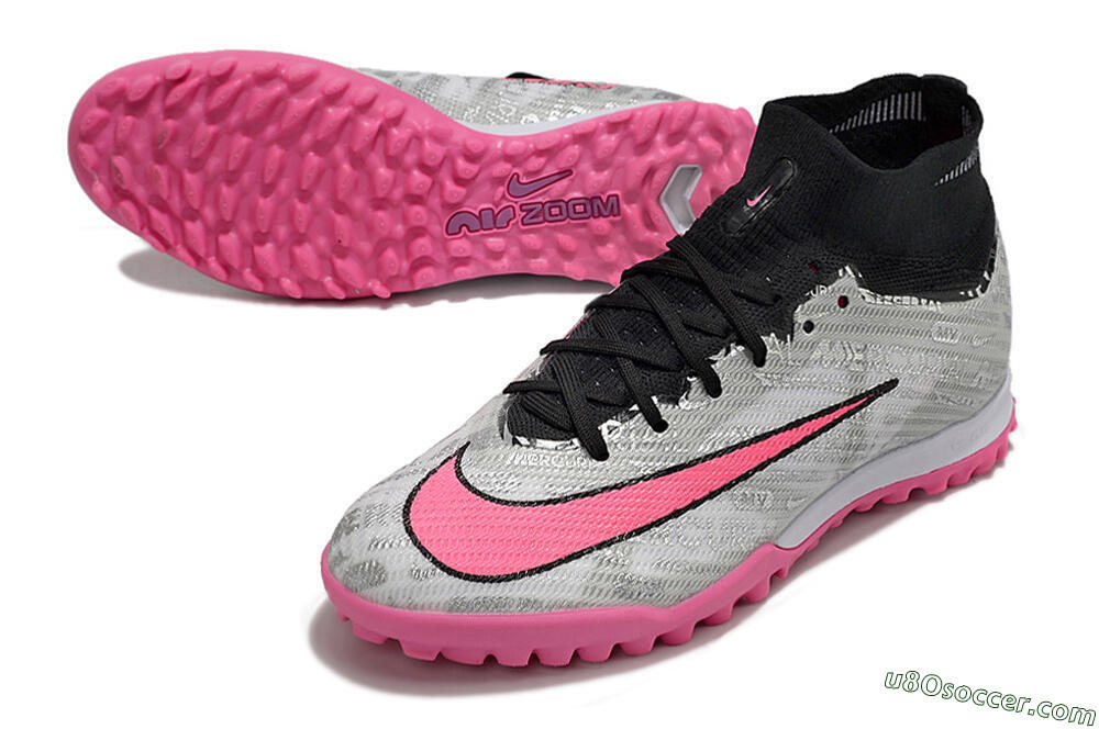 Nike Air Zoom Mercurial Superfly 9 Elite TF Artificial Turf Soccer Shoes - Silver/Black/Pink 3