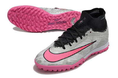 Nike Air Zoom Mercurial Superfly 9 Elite TF Artificial Turf Soccer Shoes - Silver/Black/Pink