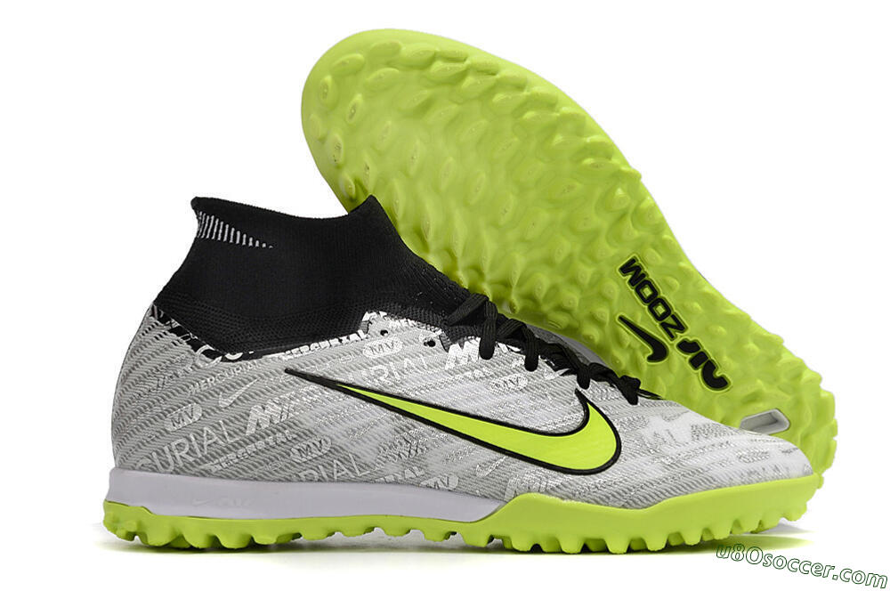 Nike Air Zoom Mercurial Superfly 9 Elite TF Artificial Turf Soccer Shoes - Silver/Black/Yellow 1