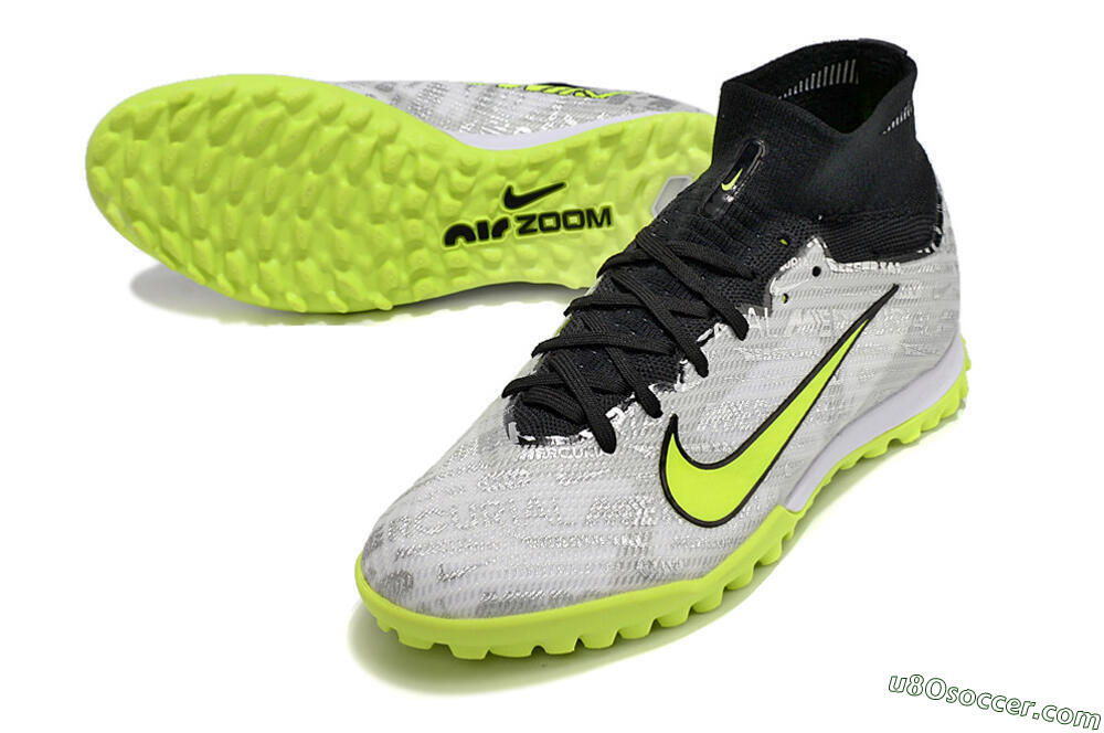 Nike Air Zoom Mercurial Superfly 9 Elite TF Artificial Turf Soccer Shoes - Silver/Black/Yellow 3