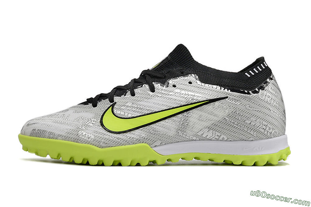 Nike Air Zoom Mercurial Vapor 15 Elite TF Artificial Turf Soccer Shoes - Silver/Yellow/Black 2