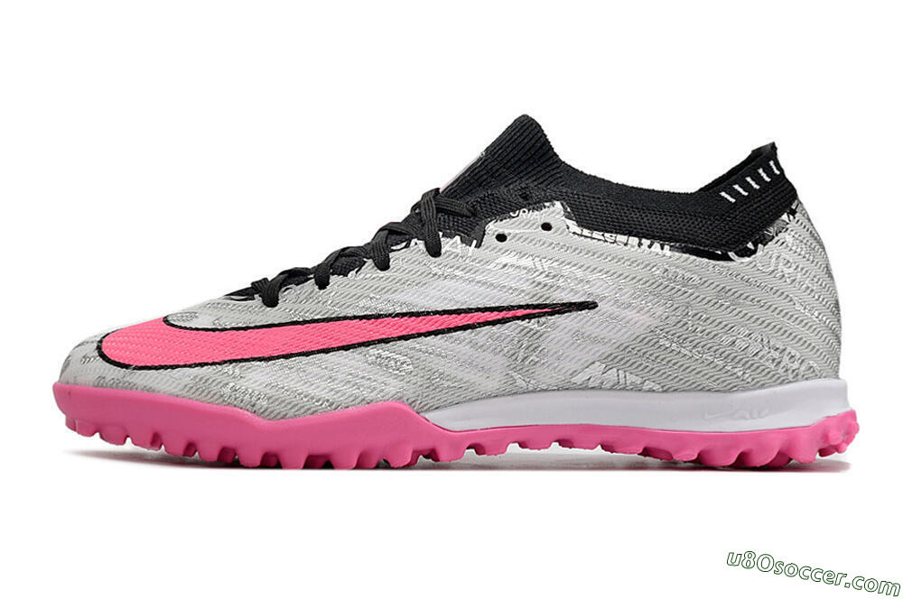 Nike Air Zoom Mercurial Vapor 15 Elite TF Artificial Turf Soccer Shoes - Silver/Pink/Black 2