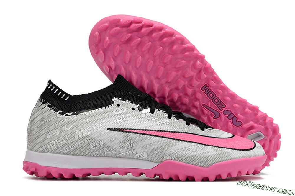 Nike Air Zoom Mercurial Vapor 15 Elite TF Artificial Turf Soccer Shoes - Silver/Pink/Black 1