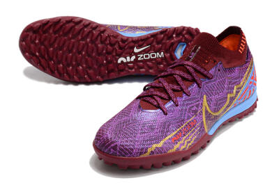 Nike Air Zoom Mercurial Vapor 15 Elite TF Artificial Turf Soccer Shoes - Purple/Gold/Blue