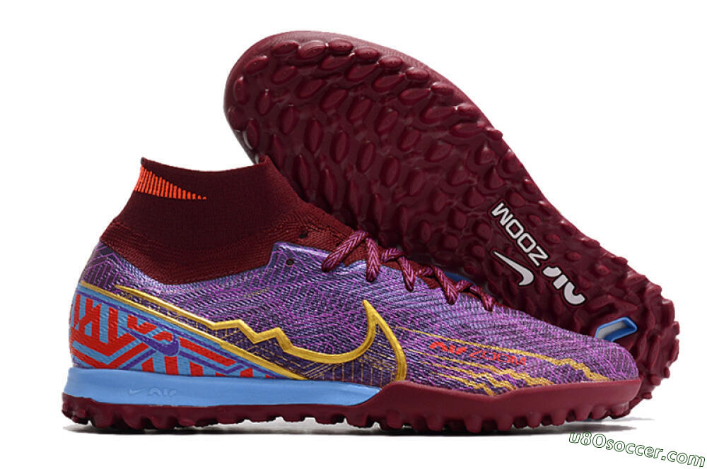 Nike Air Zoom Mercurial Superfly 9 Elite TF Artificial Turf Soccer Shoes - Purple/Black/Gold 1