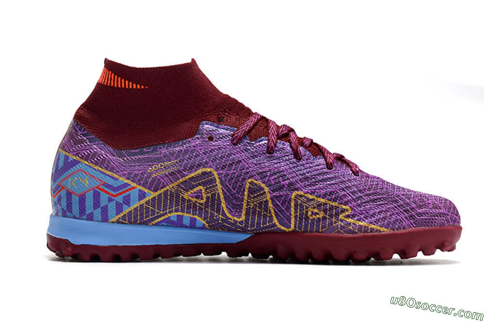 Nike Air Zoom Mercurial Superfly 9 Elite TF Artificial Turf Soccer Shoes - Purple/Black/Gold 4