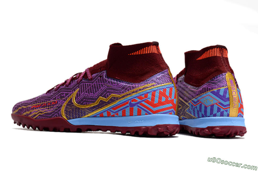 Nike Air Zoom Mercurial Superfly 9 Elite TF Artificial Turf Soccer Shoes - Purple/Black/Gold 5