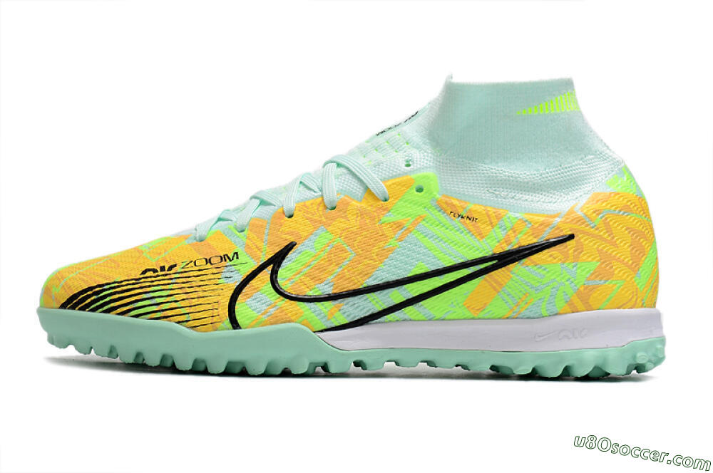Nike Air Zoom Mercurial Superfly 9 Elite TF Artificial Turf Soccer Shoes - Jade/Yellow/Black 2