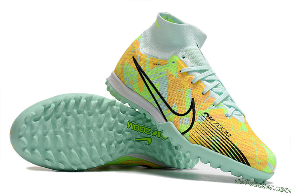 Nike Air Zoom Mercurial Superfly 9 Elite TF Artificial Turf Soccer Shoes - Jade/Yellow/Black 0