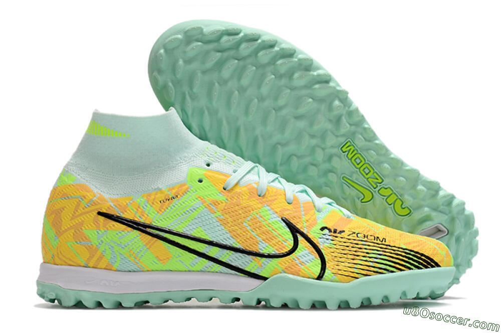 Nike Air Zoom Mercurial Superfly 9 Elite TF Artificial Turf Soccer Shoes - Jade/Yellow/Black 1