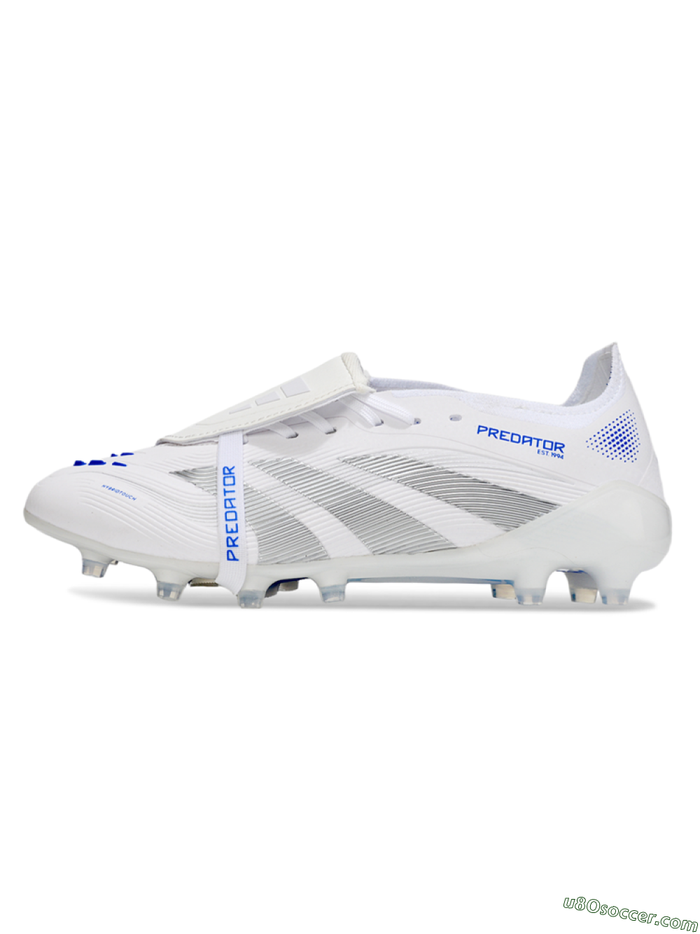 Adidas Predator 25 Foldover Tongue FG Firm Ground Soccer Cleats - White/Silver/Blue 2