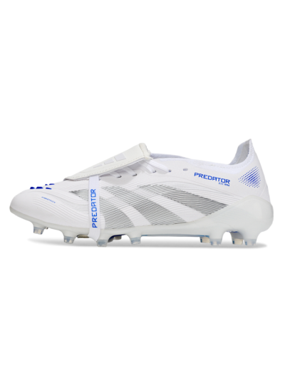Adidas Predator 25 Foldover Tongue FG Firm Ground Soccer Cleats - White/Silver/Blue