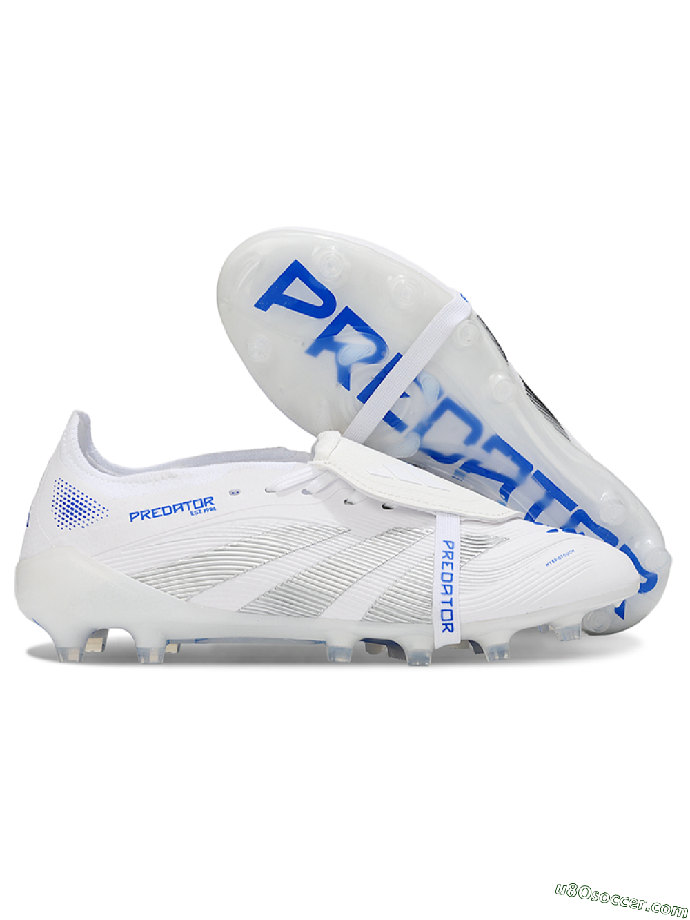 Adidas Predator 25 Foldover Tongue FG Firm Ground Soccer Cleats - White/Silver/Blue 1