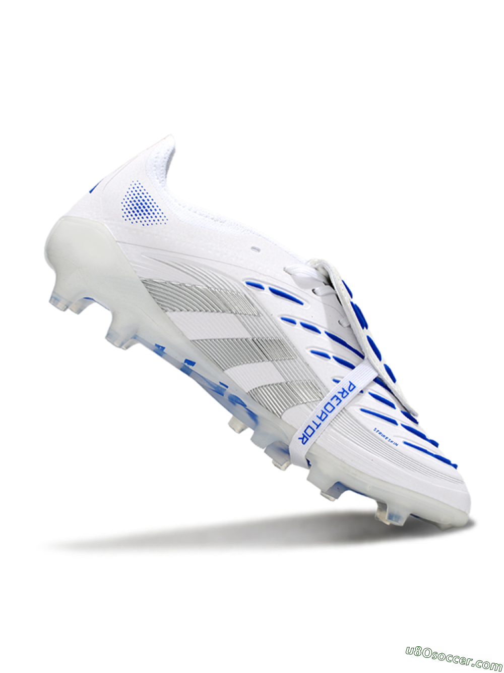 Adidas Predator 25 Foldover Tongue FG Firm Ground Soccer Cleats - White/Silver/Blue 4