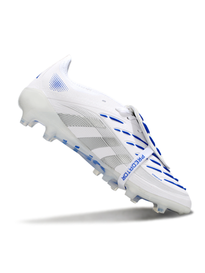 Adidas Predator 25 Foldover Tongue FG Firm Ground Soccer Cleats - White/Silver/Blue