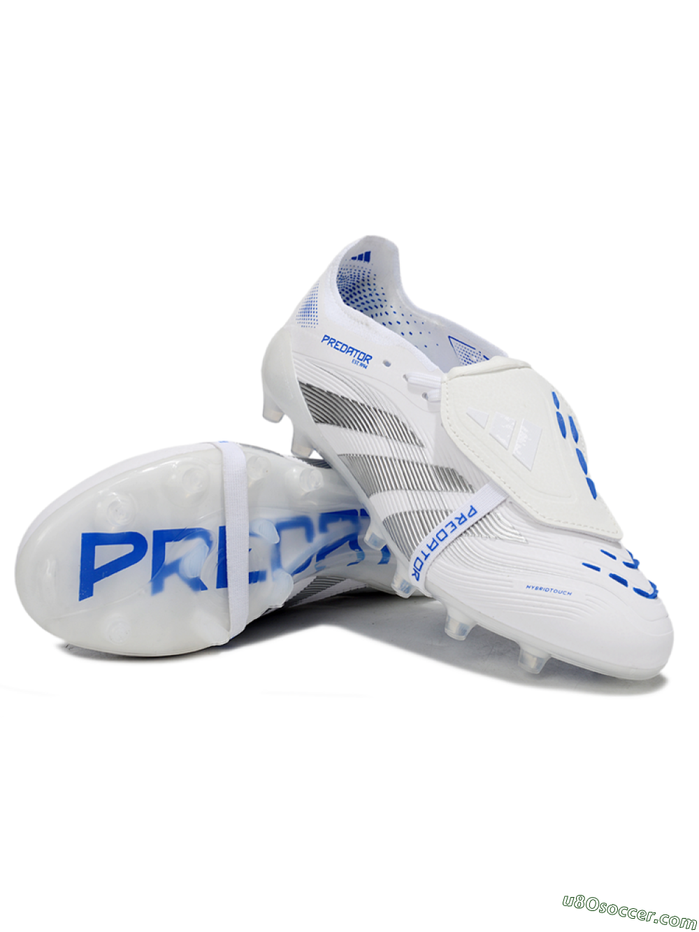 Adidas Predator 25 Foldover Tongue FG Firm Ground Soccer Cleats - White/Silver/Blue 3