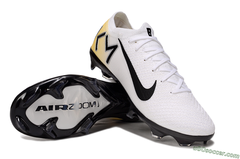 KM x Nike Air Zoom Mercurial Vapor 16 Elite FG Firm Ground Soccer Cleats - White/Black/Yellow 3