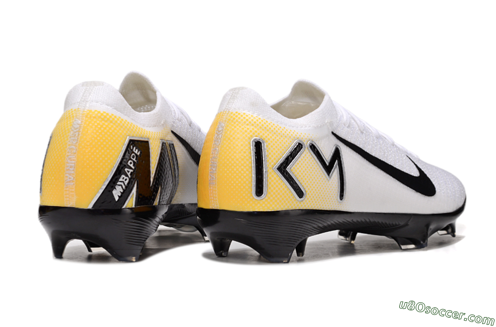 KM x Nike Air Zoom Mercurial Vapor 16 Elite FG Firm Ground Soccer Cleats - White/Black/Yellow 6