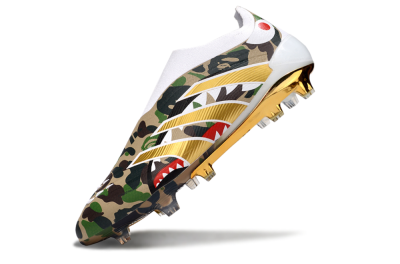 Adidas Predator 25 Elite Laceless FG Firm Ground Soccer Cleats - Camo/White/Gold