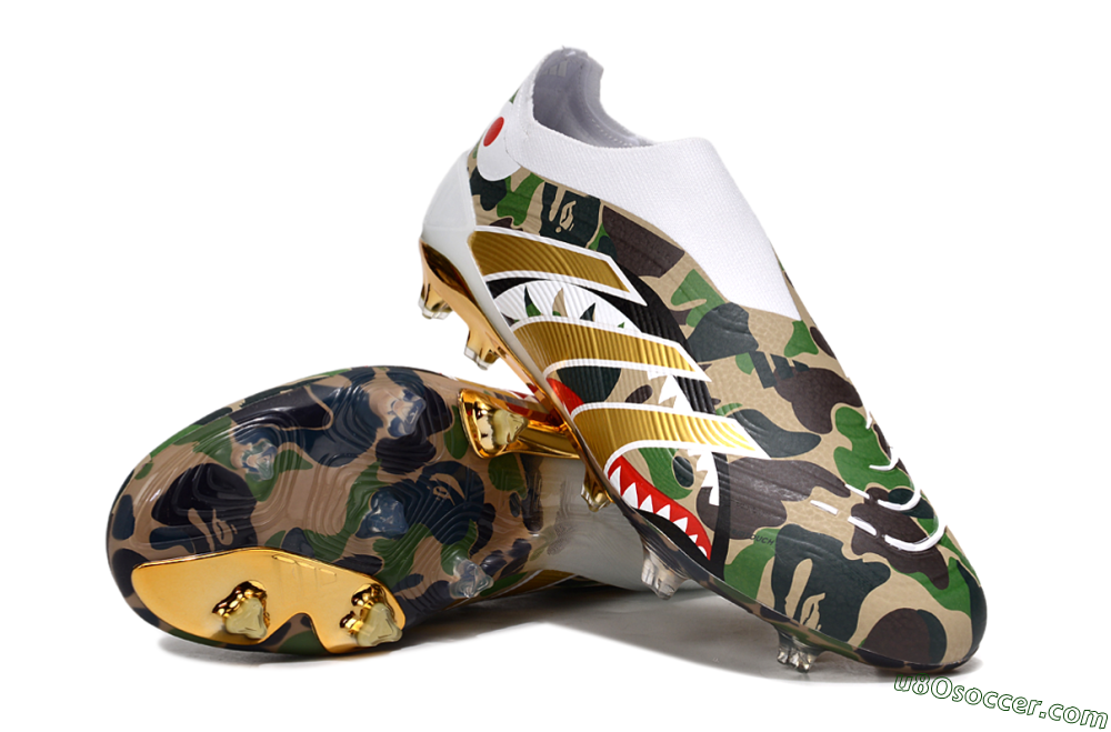Adidas Predator 25 Elite Laceless FG Firm Ground Soccer Cleats - Camo/White/Gold 3