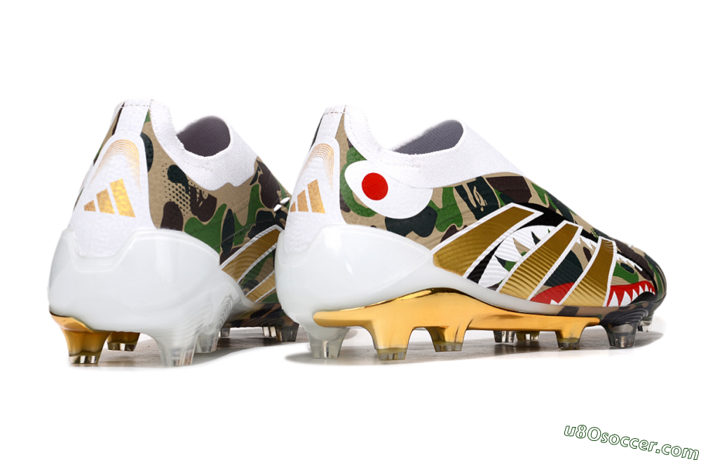 Adidas Predator 25 Elite Laceless FG Firm Ground Soccer Cleats - Camo/White/Gold 6