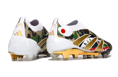 Adidas Predator 25 Elite Laceless FG Firm Ground Soccer Cleats - Camo/White/Gold