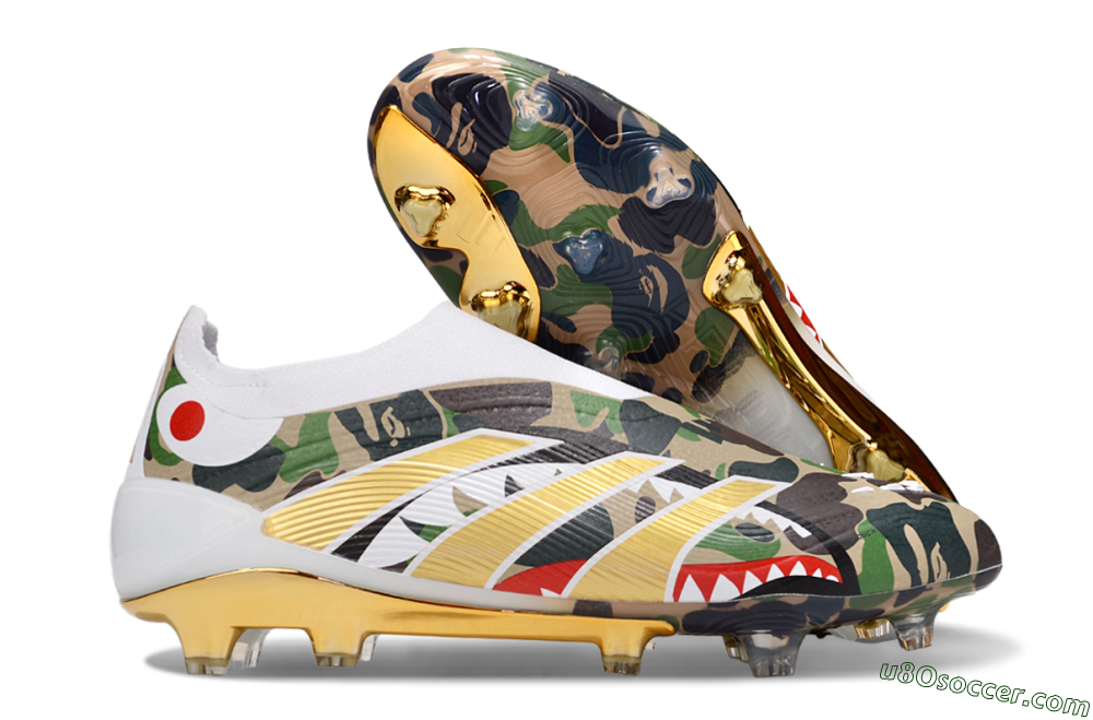 Adidas Predator 25 Elite Laceless FG Firm Ground Soccer Cleats - Camo/White/Gold 1