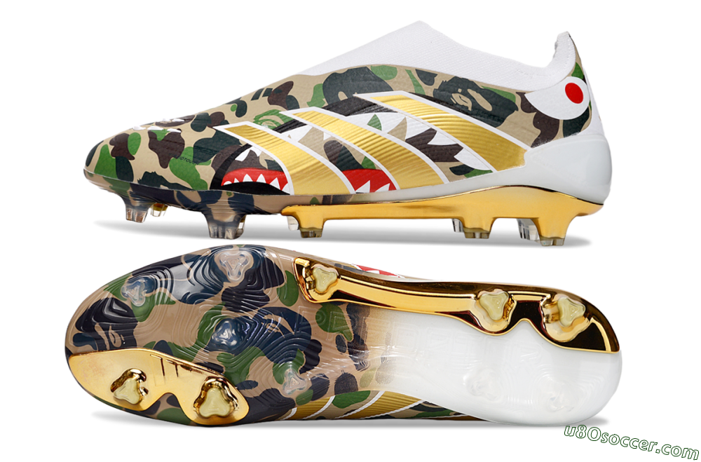 Adidas Predator 25 Elite Laceless FG Firm Ground Soccer Cleats - Camo/White/Gold 0