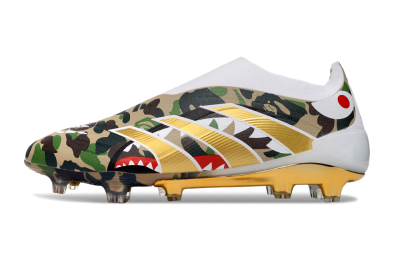 Adidas Predator 25 Elite Laceless FG Firm Ground Soccer Cleats - Camo/White/Gold