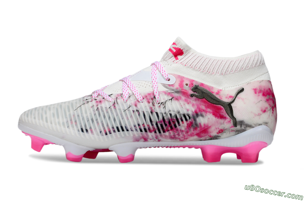 Puma Future 8 Ultimate FG Firm Ground Soccer Cleats - White/Black/Red 2