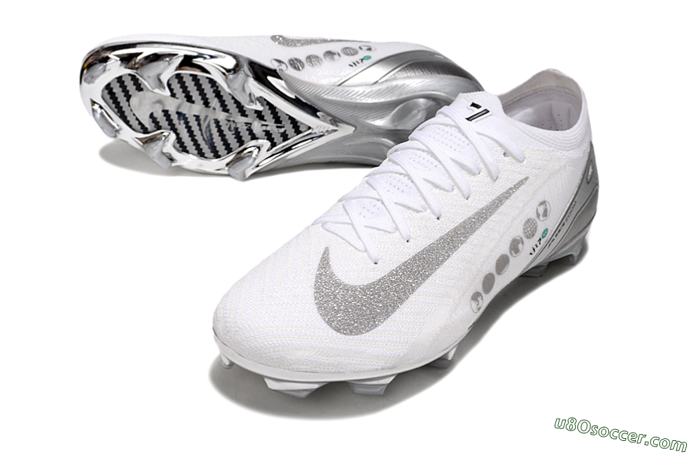 Nike Air Zoom Mercurial Vapor 16 Elite FG Firm Ground Soccer Cleats - White/Silver/Black 3