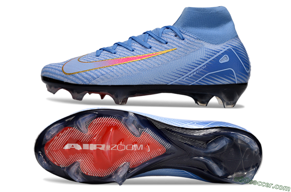 Nike Air Zoom Mercurial Superfly 10 Elite FG Firm Ground Soccer Cleats - Blue/Pink/Gold 0