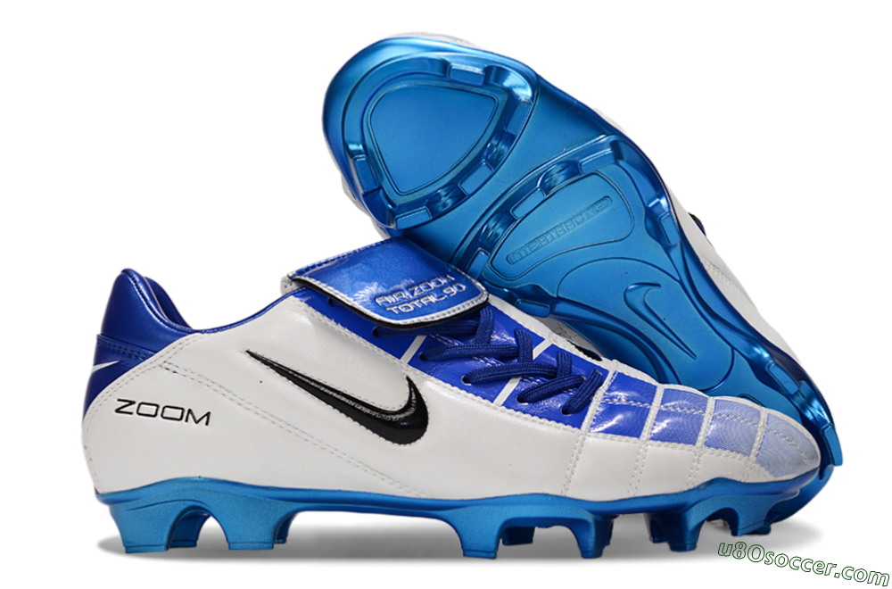 Nike Air Zoom Total 90 III FG Firm Ground Soccer Cleats - White/Blue/Black 1