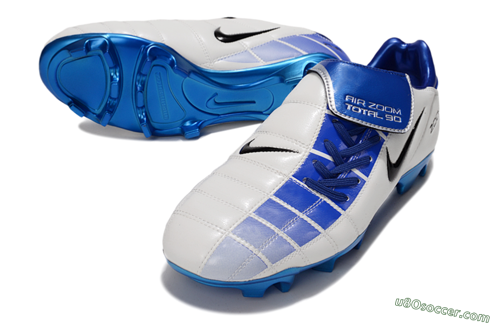 Nike Air Zoom Total 90 III FG Firm Ground Soccer Cleats - White/Blue/Black 3
