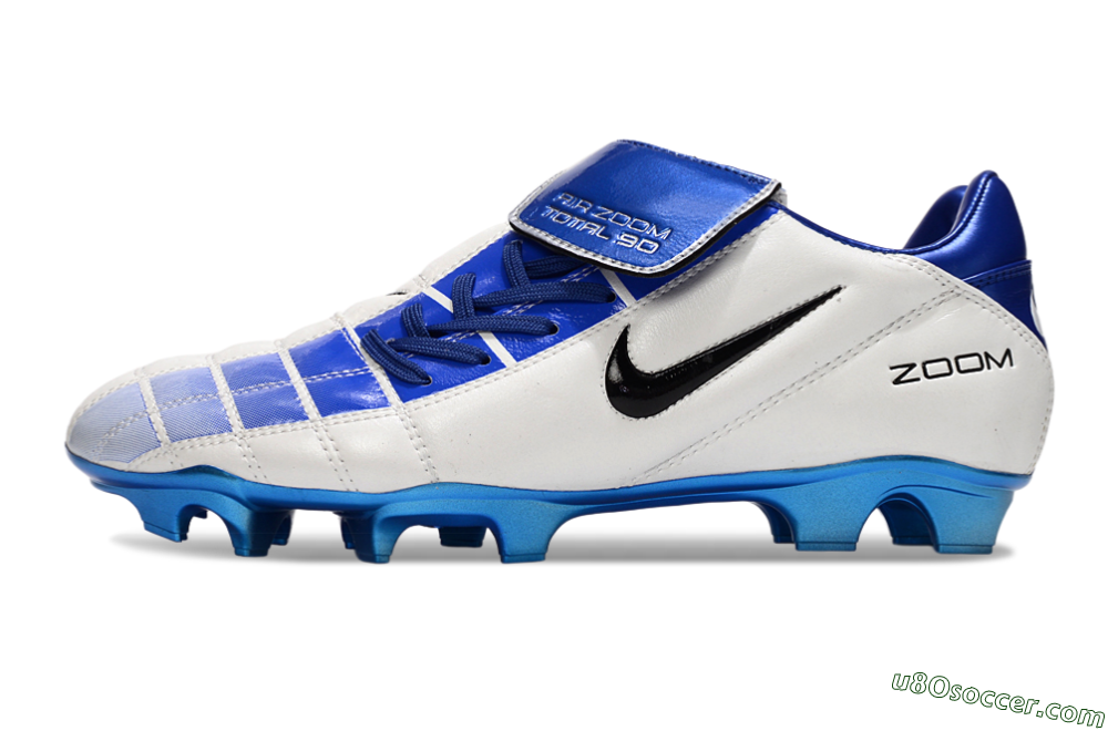 Nike Air Zoom Total 90 III FG Firm Ground Soccer Cleats - White/Blue/Black 2