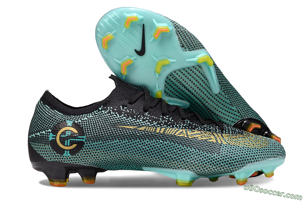 Nike Mercurial Vapor 12 Elite FG Firm Ground Soccer Cleats - Jade/Gold/Black 1
