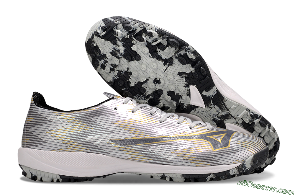 Mizuno Alpha Beta TF Artificial Turf Soccer Shoes - Silver/Grey/Gold 1