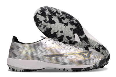 Mizuno Alpha Beta TF Artificial Turf Soccer Shoes - Silver/Grey/Gold